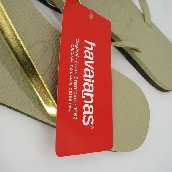 Havaianas Sand Gray Gold Flip Flop Sandals SZ 11/12 - Picture 7 of 9